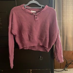 LA HEARTS Pinkish/purple crop top sweater v cut with buttons